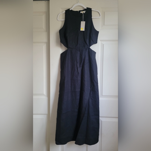 NWT Boden Black Cut Out Linen Midi Dress Size 8 - Picture 4 of 13